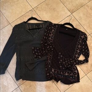 Floral Black and Gray Women's Tops